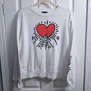 Vintage Keith Haring Sweatshirt Pop Art Dancing Heart 1980s NY Artist Activist